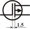 Условное графическое обозначение полевого транзистора со встроенным p-каналом обедненного типа