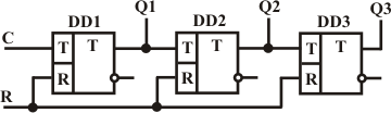 Схема счетчика на Т-триггерах