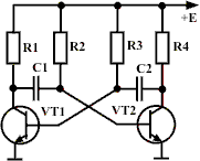 Мультивибратор на транзисторах с емкостными коллекторно-базовыми связями
