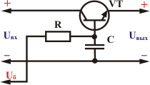 Схема транзисторного фильтра с питанием базовой цепи от отдельного источника